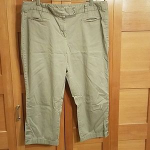 Cropped distressed twill pants